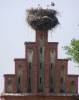 A nest with storks on the funeral chapel